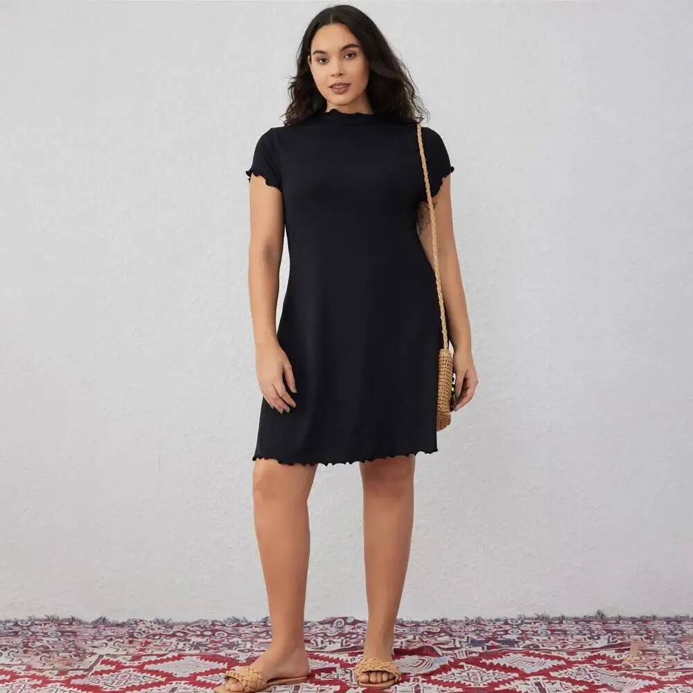 Summer Clothing New Look - 新しい婦人服シンプルでエレガントな半袖ニット長袖ドレスはスリムに見え、ウエストが絞られて大きなY2kが特徴です。