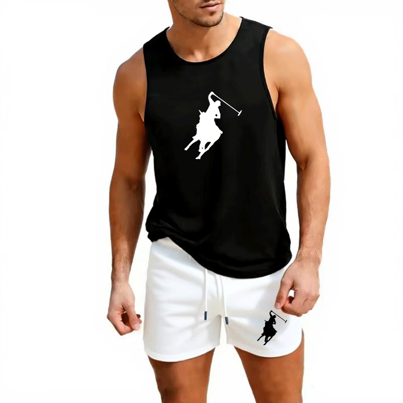 Summer Clothing Usa - ヨーロッパメンズサマーベスト＆ショーツセット 2ピース アウトドアジョギング アスレチックスポーツウェア ファッション トレンド