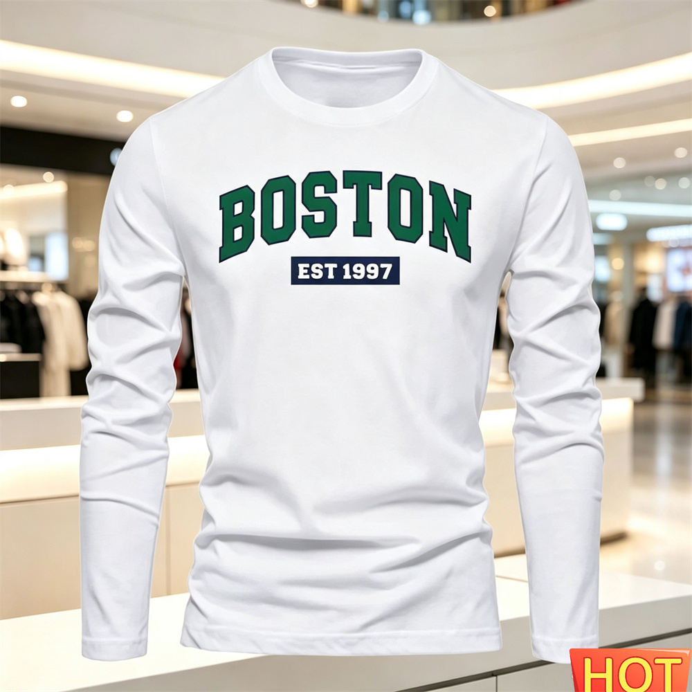 Summer Clothing Usa - 秋夏メンズ長袖 Tシャツレターパターンラウンドネック Tシャツ多用途 Tシャツファッション男性 y2k 服ルーズトップス