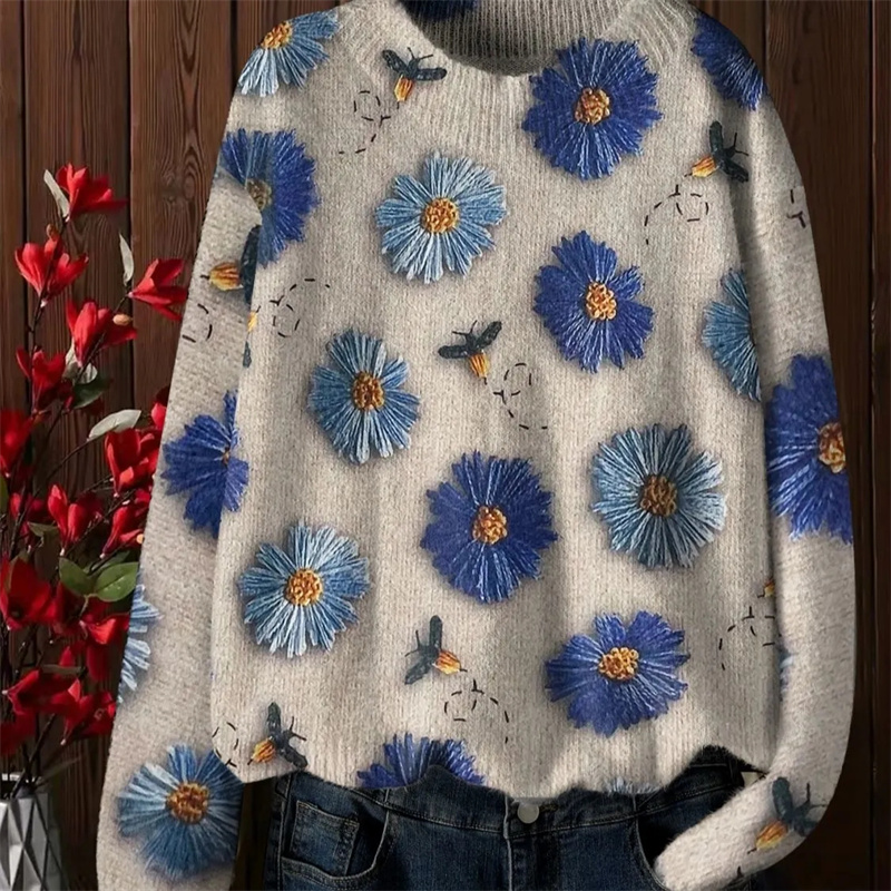 Summer Clothing Yarn - レディースセーター 女性服 新ファッション 若見えデザイン ルーズプリントセーター