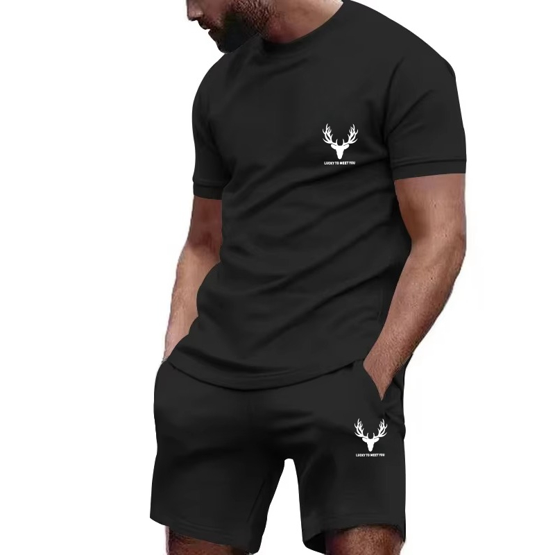 Summer Clothing Discount - 2026年最新トレンドメンズスポーツスーツ新作夏カジュアルアウトドアスーツメンズ通気性Tシャツ＆ショートパンツセット割引メンズ服