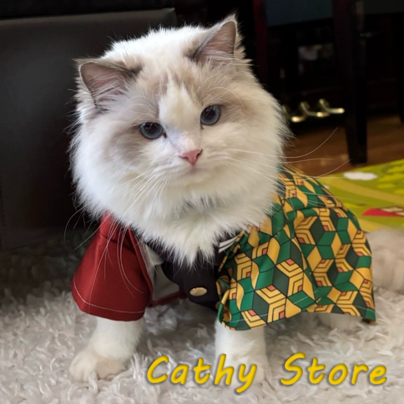 Summer Dog Clothing - デーモンスレイヤー善逸ペット服アニメ周辺機器かわいい猫犬衣装ハロウィンペットコスプレ春夏服装飾