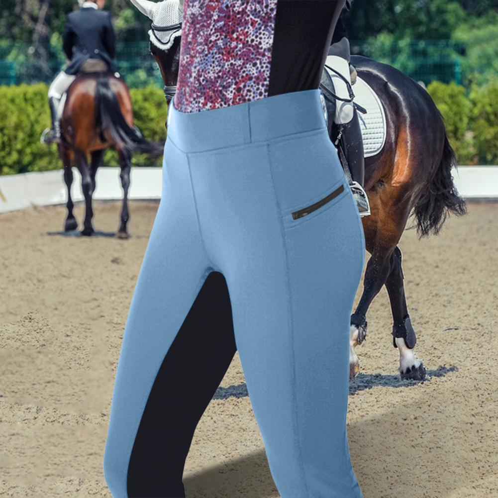 Summer Equestrian Clothing - ハイウエストパンクスタイル伸縮性抜群ナイン丈乗馬パンツ拼接カラー運動乗馬パンツ女性服