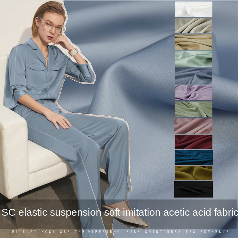 Summer Clothing Material - 模造酢酸繊維生地 ソリッドマットサテン ドレスパンツ衣類用 春夏用布地 縫製用メーター DIY素材