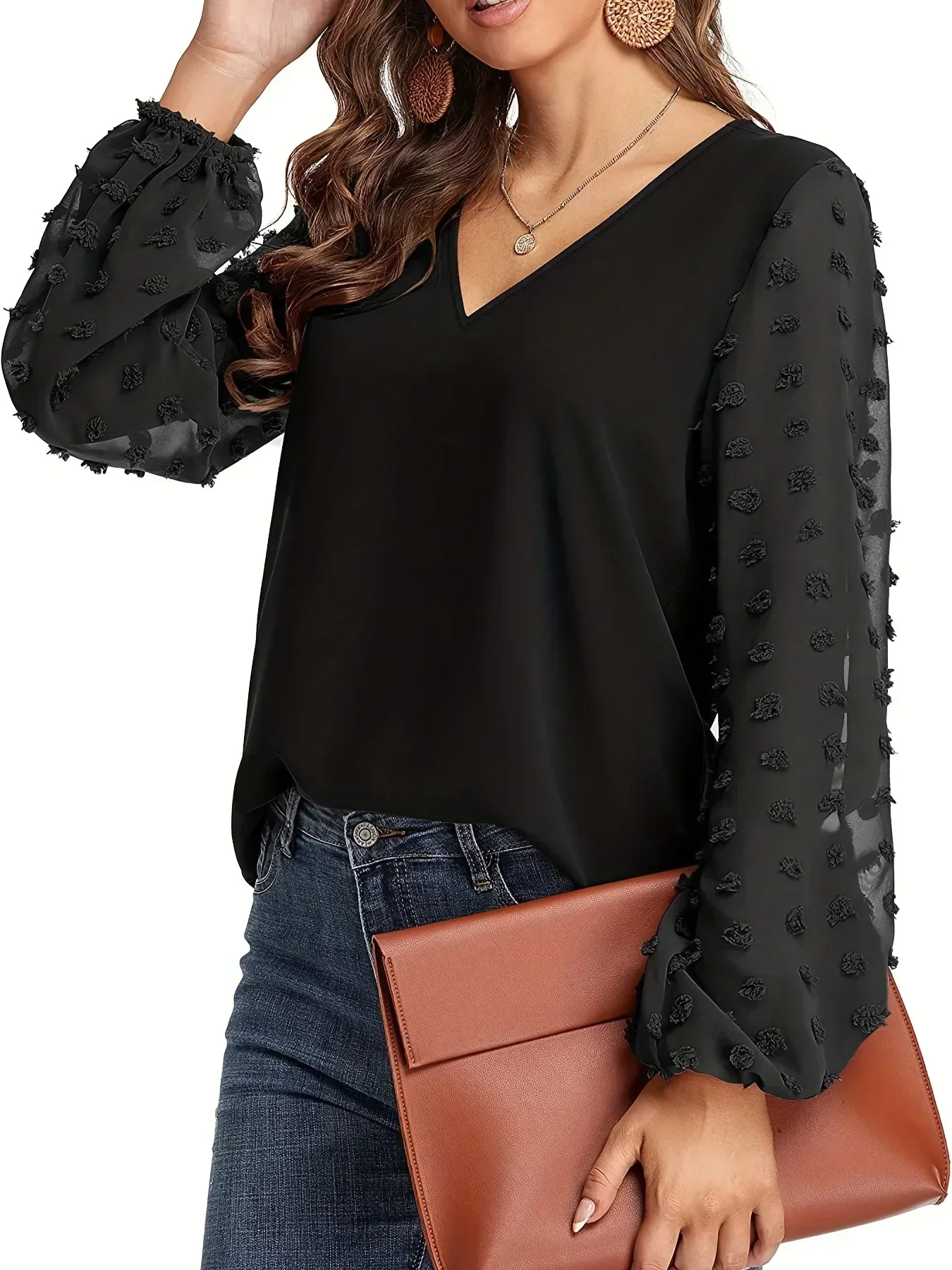 Summer Clothing Juniors - 女性用スイス長袖Tシャツ,ラウンドネック,カジュアル,無地,春,秋,ラージサイズ,1xl,5xl