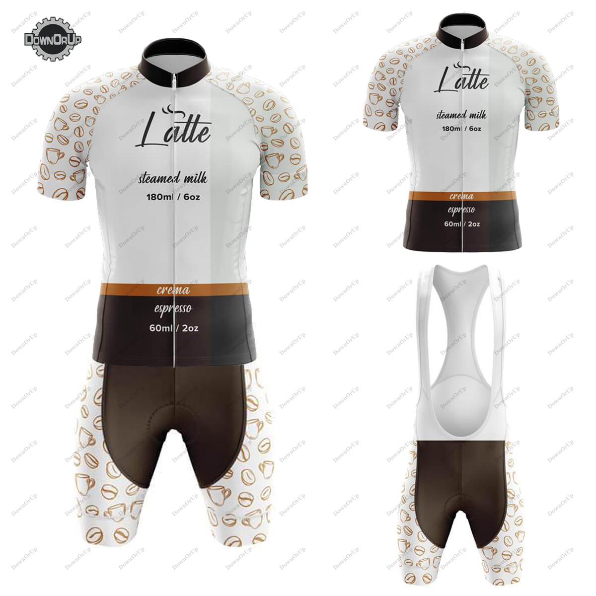 Summer Clothing List - コーヒーリスト ラテ サイクリングジャージセット メンズ 半袖 マウンテンバイクウェア