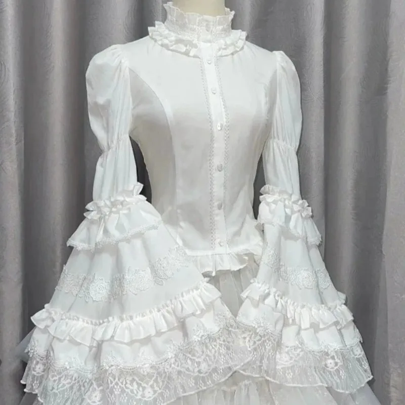 Summer De Clothing - ロリータスタイル甘めブラウス レディース服 2025 カミサス・デ・ムヘール フレア袖 スタンドネックシャツ