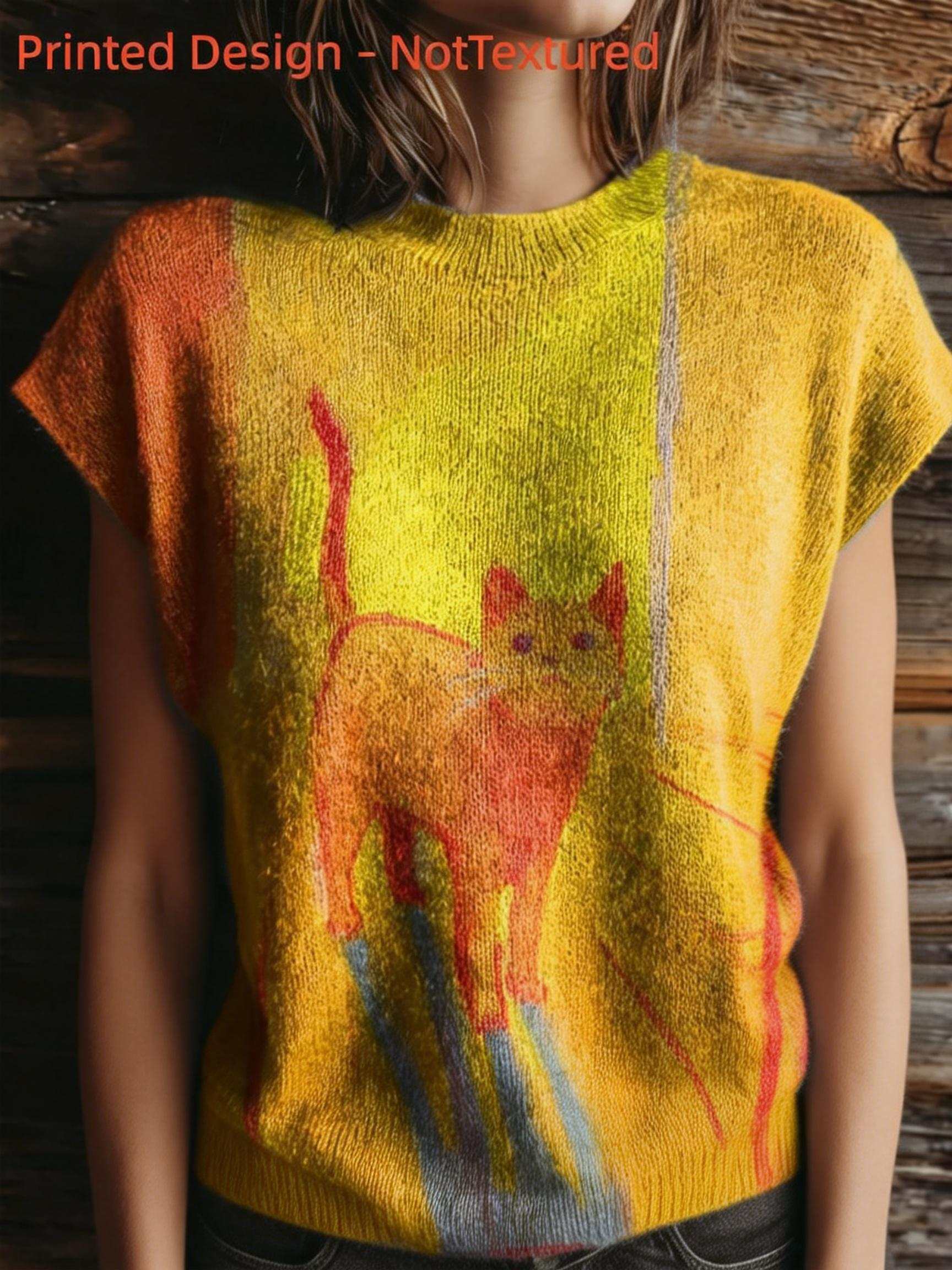 Summer Clothing Yarn - 春と夏のファッション新しいスタイルプルオーバーラウンドネックノースリーブレディーストップスフラットデジタルプリントトレンディな婦人服