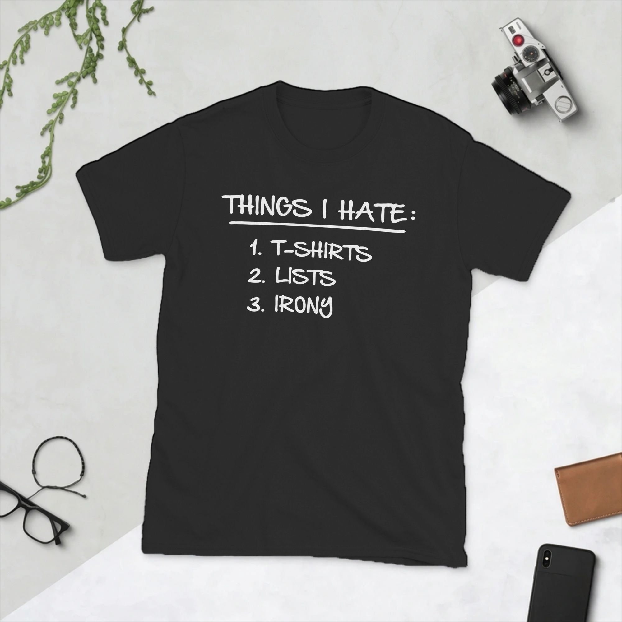 Summer Clothing List - 私が嫌いな皮肉なことのリスト Tシャツ メンズ用 素晴らしい純綿Tシャツ クルーネック半袖Tシャツ プラスサイズの服