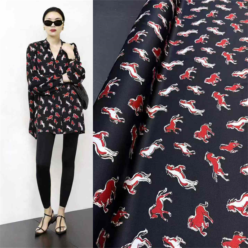 Summer Clothing Material - 肌に優しい通気性のある黒ポニー夏用クールシルク生地ハイエンド手作りDIY婦人服縫製材料アクセサリー