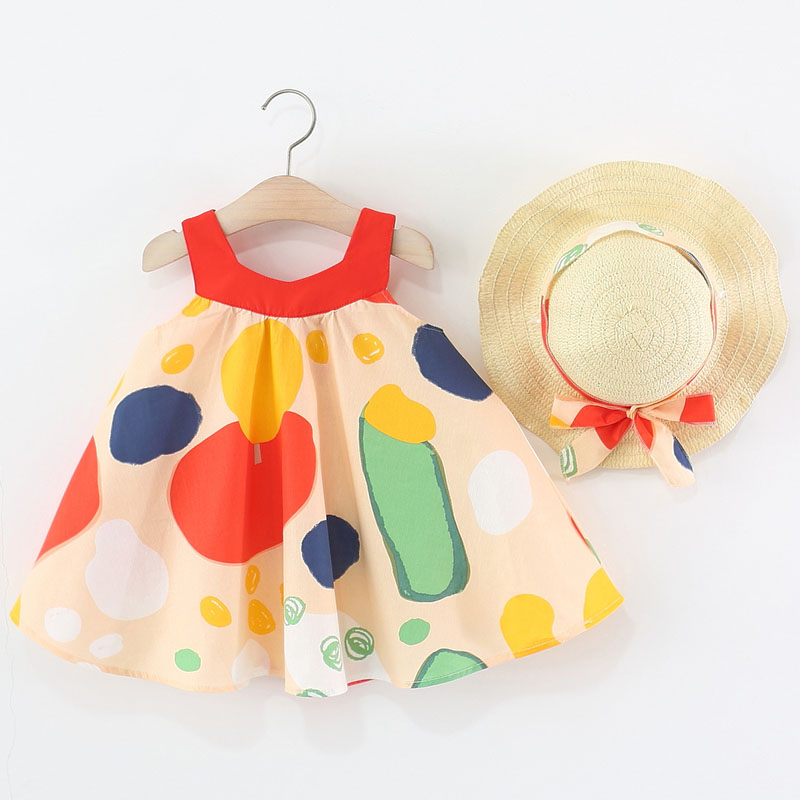 Summer Clothing Drawing For Kids - 2 ピース夏の女の子のドレス韓国のかわいい弓描画ノースリーブ綿サンドレス幼児ドレスブティック子供服 B079