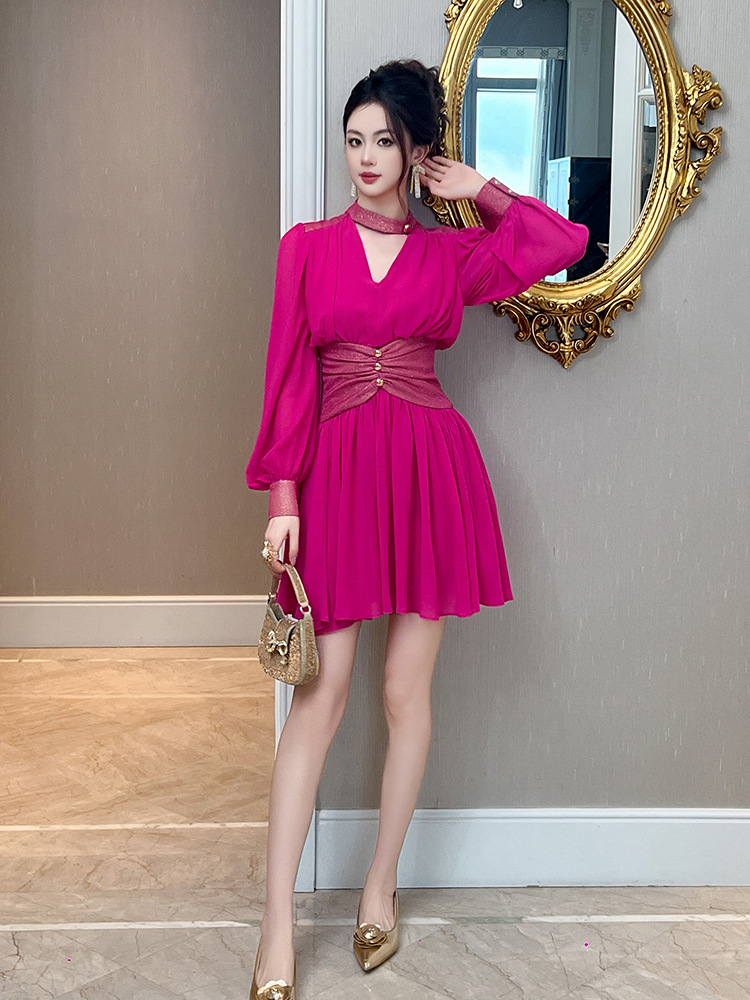 女性用プリーツシフォンドレス,非対称服,Vネック,スリムなフ - Summer Clothing New Look のレビューと価格