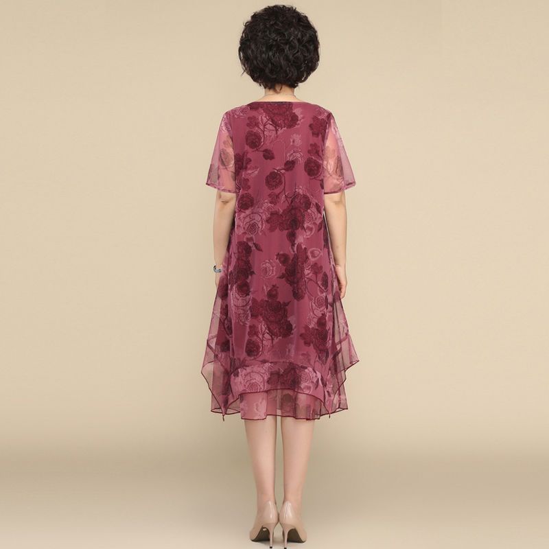 女性のヴィンテージ花柄ミディドレス,ラウンドネック,半袖,ガ - Summer Gauze Clothing のレビューと価格