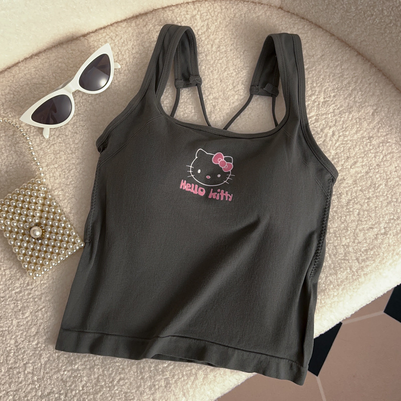 アニメハローキティファッション女性服 Y2K トップス胸パッ - Summer Clothing Juniors のレビューと価格