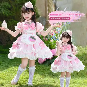 女の赤ちゃん夏光沢のあるピンク甘いかわいいロリータレースプリ - Summer Gauze Clothing のレビューと価格