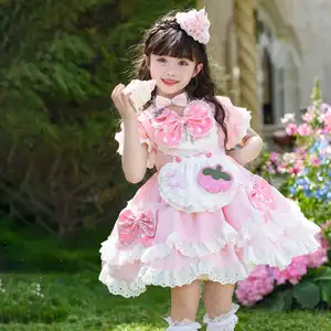 女の赤ちゃん夏光沢のあるピンク甘いかわいいロリータレースプリ - Summer Gauze Clothing のレビューと価格
