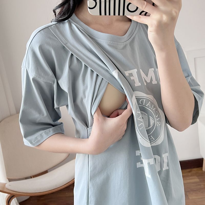 授乳服妊娠中の授乳ロング Tシャツナイトガウン女性夏マタニテ - Summer Clothing Usa のレビューと価格