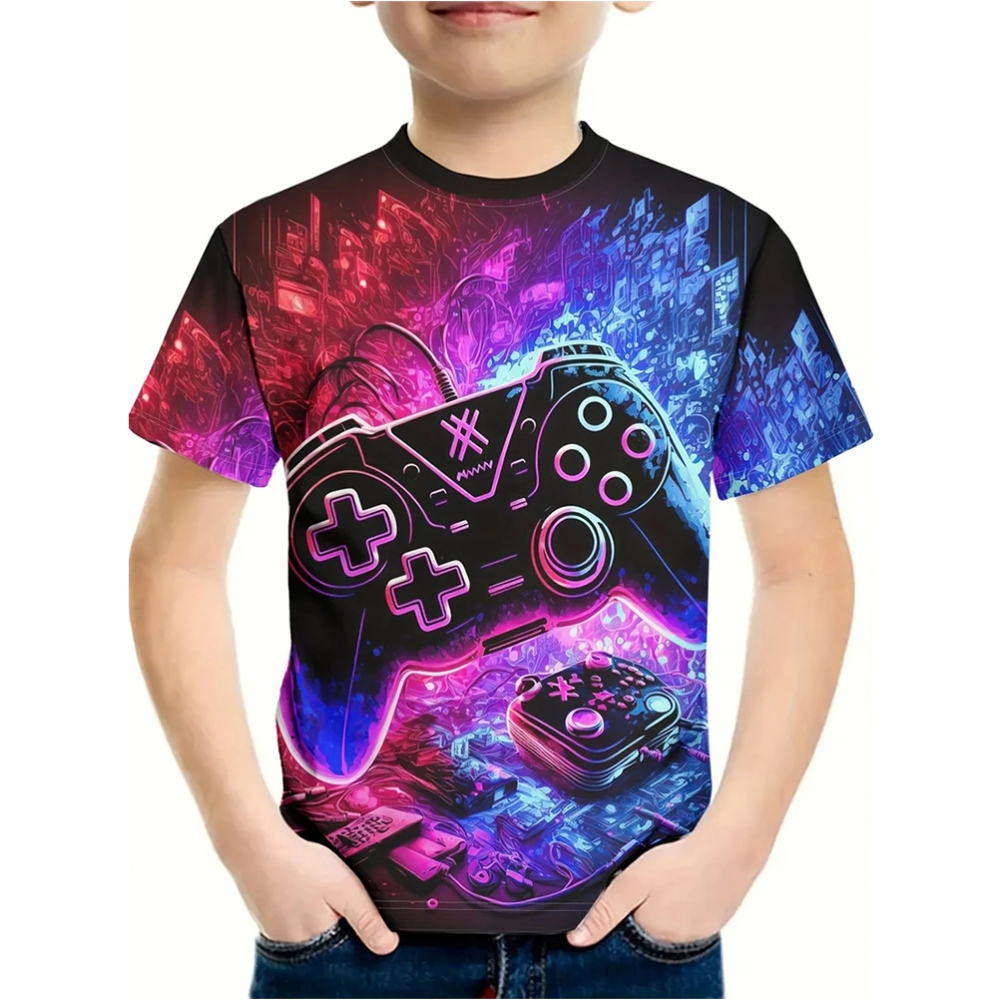 Tシャツ男の子用 3D プリントゲームパッド落書き男の子の  - Summer Clothing Drawing For Kids のレビューと価格