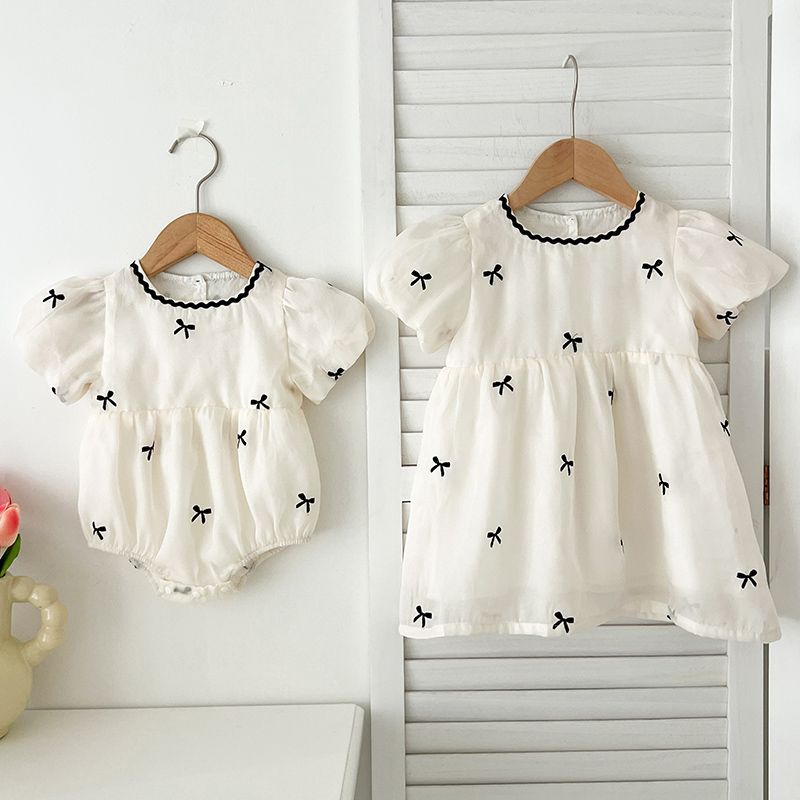 キッズ姉妹服夏の女の赤ちゃんドレス幼児女の子かわいい弓ガーゼ - Summer Gauze Clothing のレビューと価格