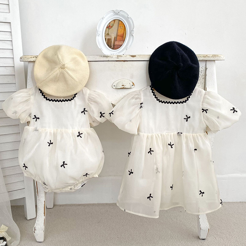 キッズ姉妹服夏の女の赤ちゃんドレス幼児女の子かわいい弓ガーゼ - Summer Gauze Clothing のレビューと価格
