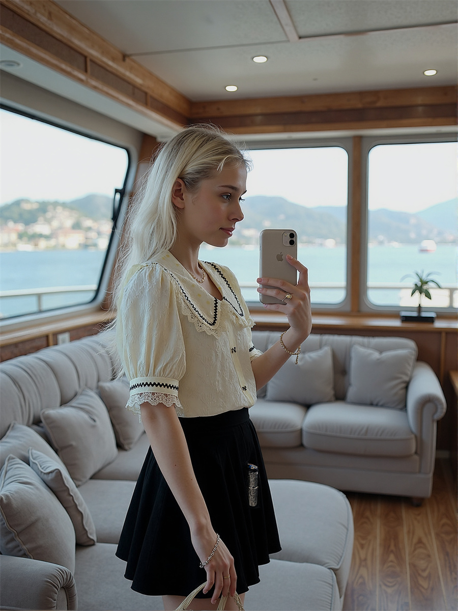 かわいいレースシャツ、女の子用ブラウス、女性用冬服、クロップ - Crop Blouse Linen のレビューと価格