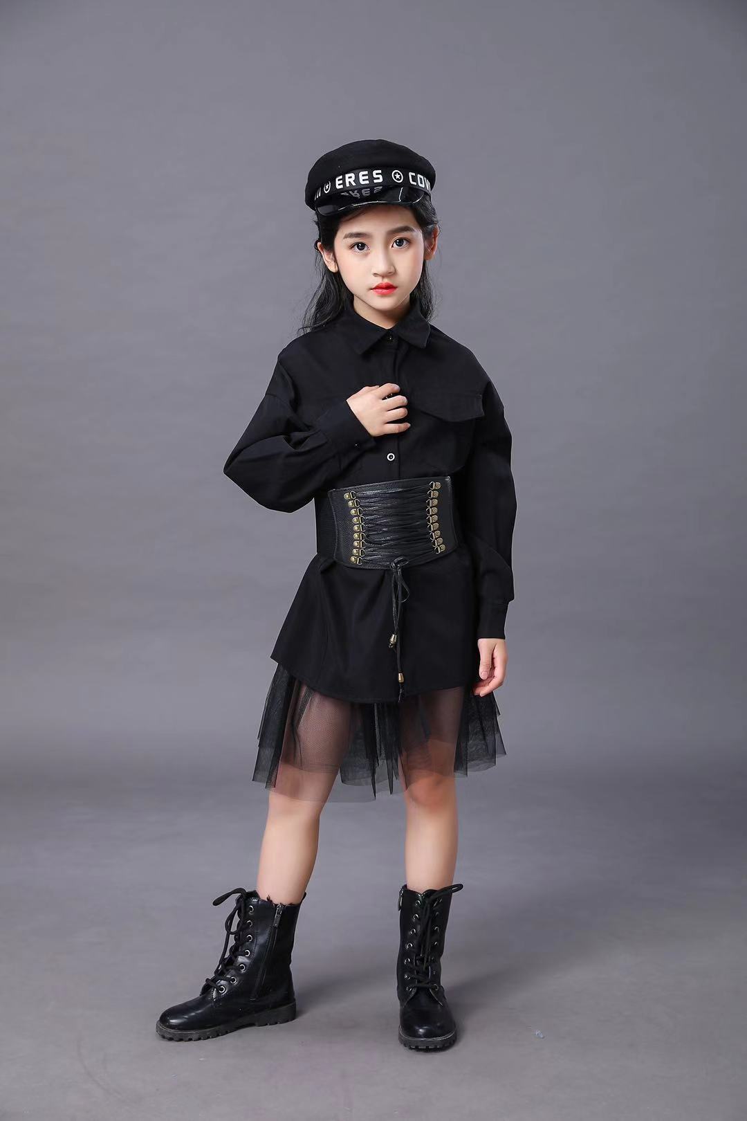 子供の黒のスーツ女の子モデル競争滑走路ファッションキャットウ - Summer Clothing Girls のレビューと価格