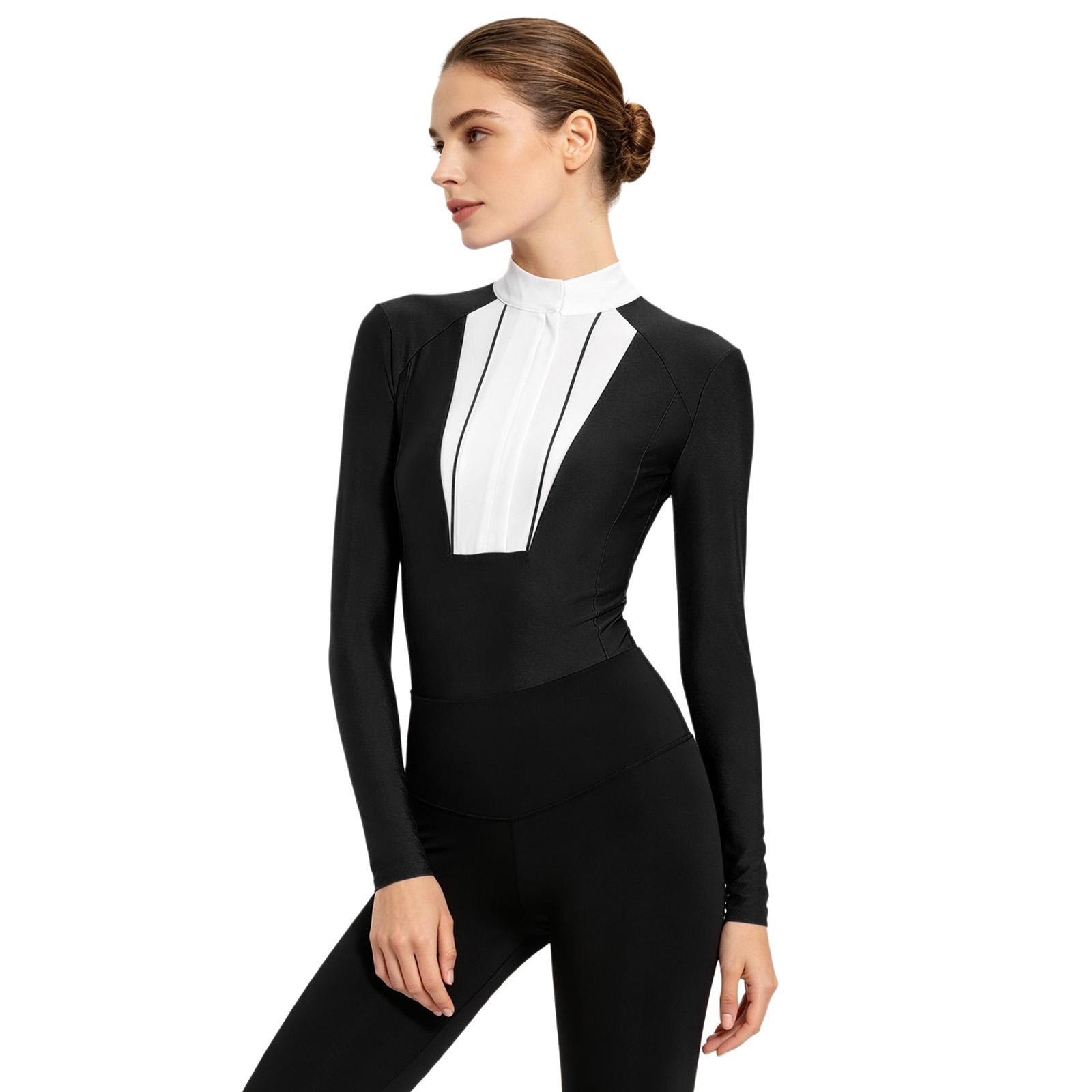 レディース乗馬用シャツ ボディスーツ 乗馬服 モックネック  - Summer Equestrian Clothing のレビューと価格