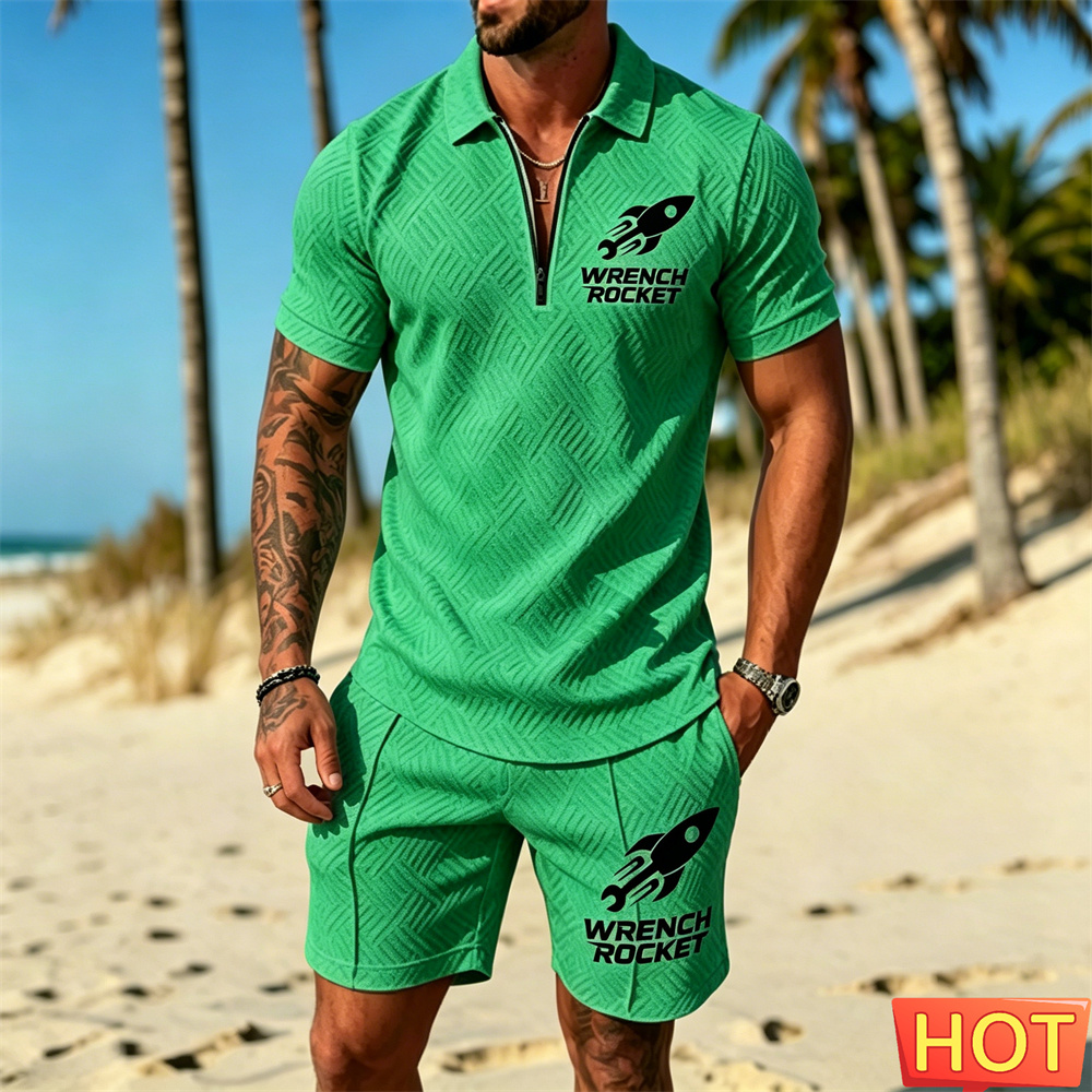 夏のメンズアウトフィット メンズバケーションポロセット カジ - Summer Clothing Vacation のレビューと価格