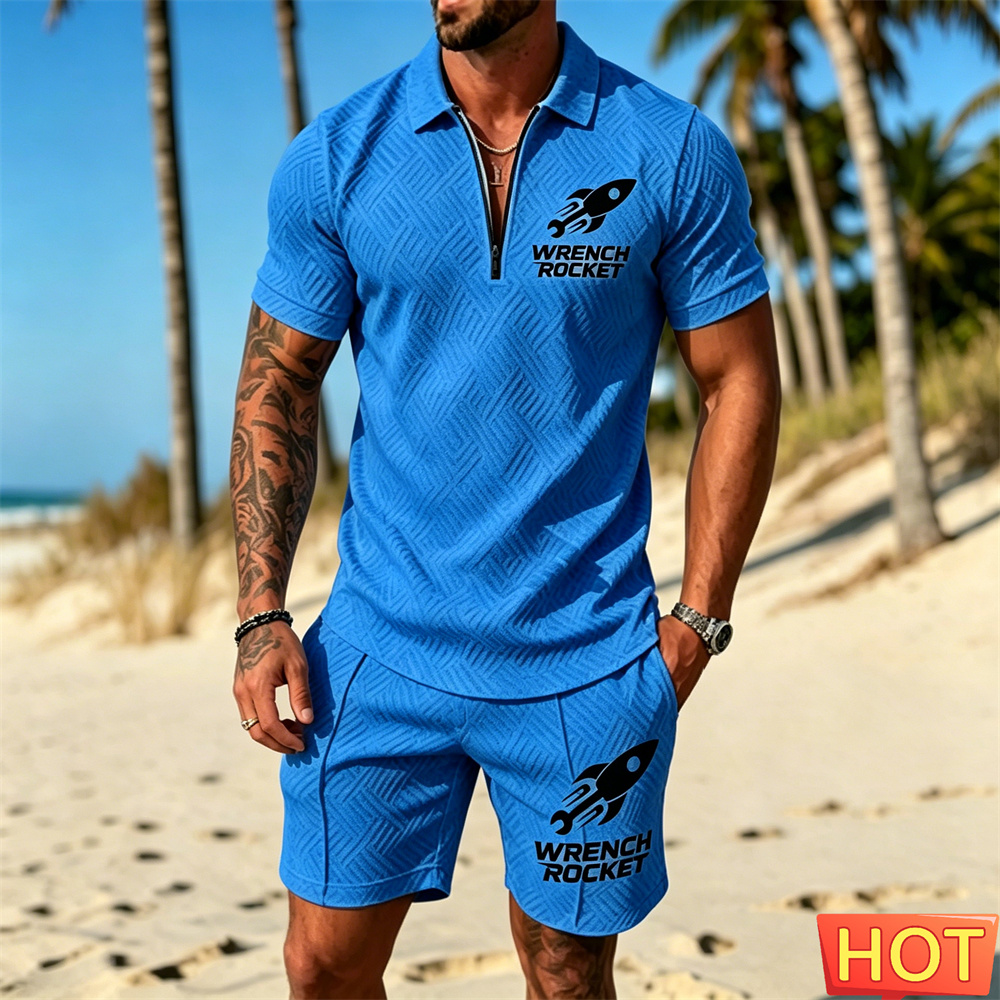夏のメンズアウトフィット メンズバケーションポロセット カジ - Summer Clothing Vacation のレビューと価格
