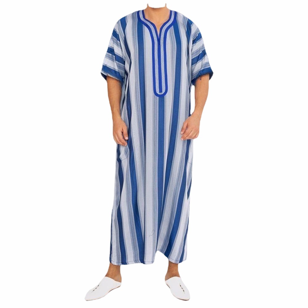 アラビア男性用半袖ロングローブ大きいサイズ中東服夏カジュアル - Summer Clothing Material のレビューと価格