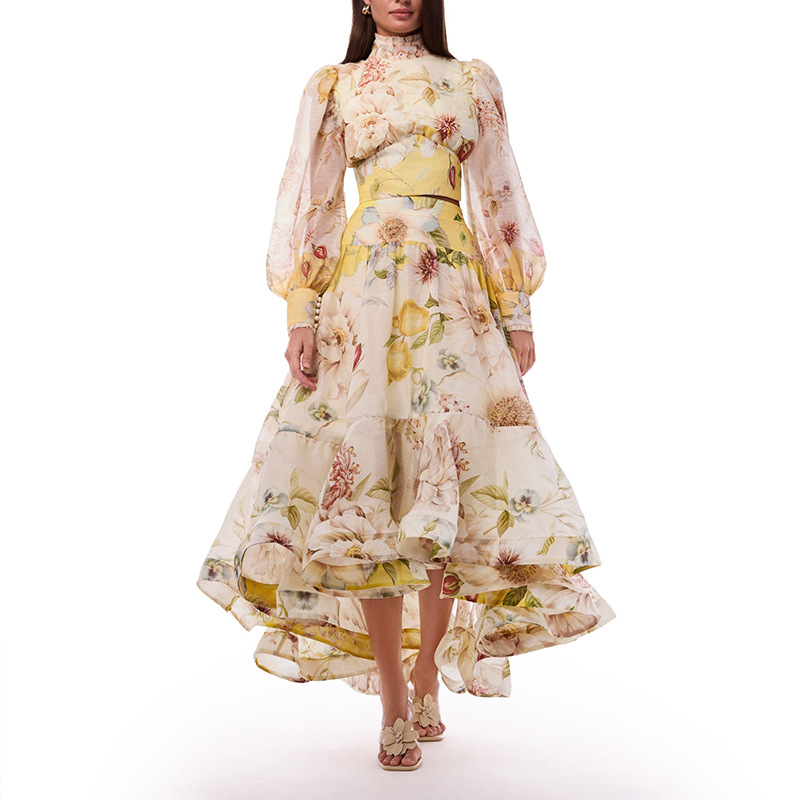 夏の花柄プリントホリデー2ピースセットスタンドカラー長袖トッ - Summer Clothing Juniors のレビューと価格