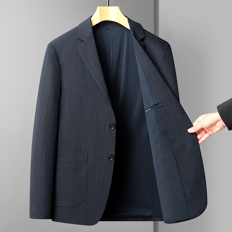 クラシックメンズビジネスカジュアルブレザーネイビーブルースー - Summer 2025 Clothing Essentials のレビューと価格