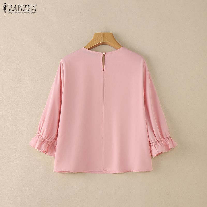 ZANZEA 女性ミニマリスト 3/4 パフスリーブブラウス - Summer De Clothing のレビューと価格