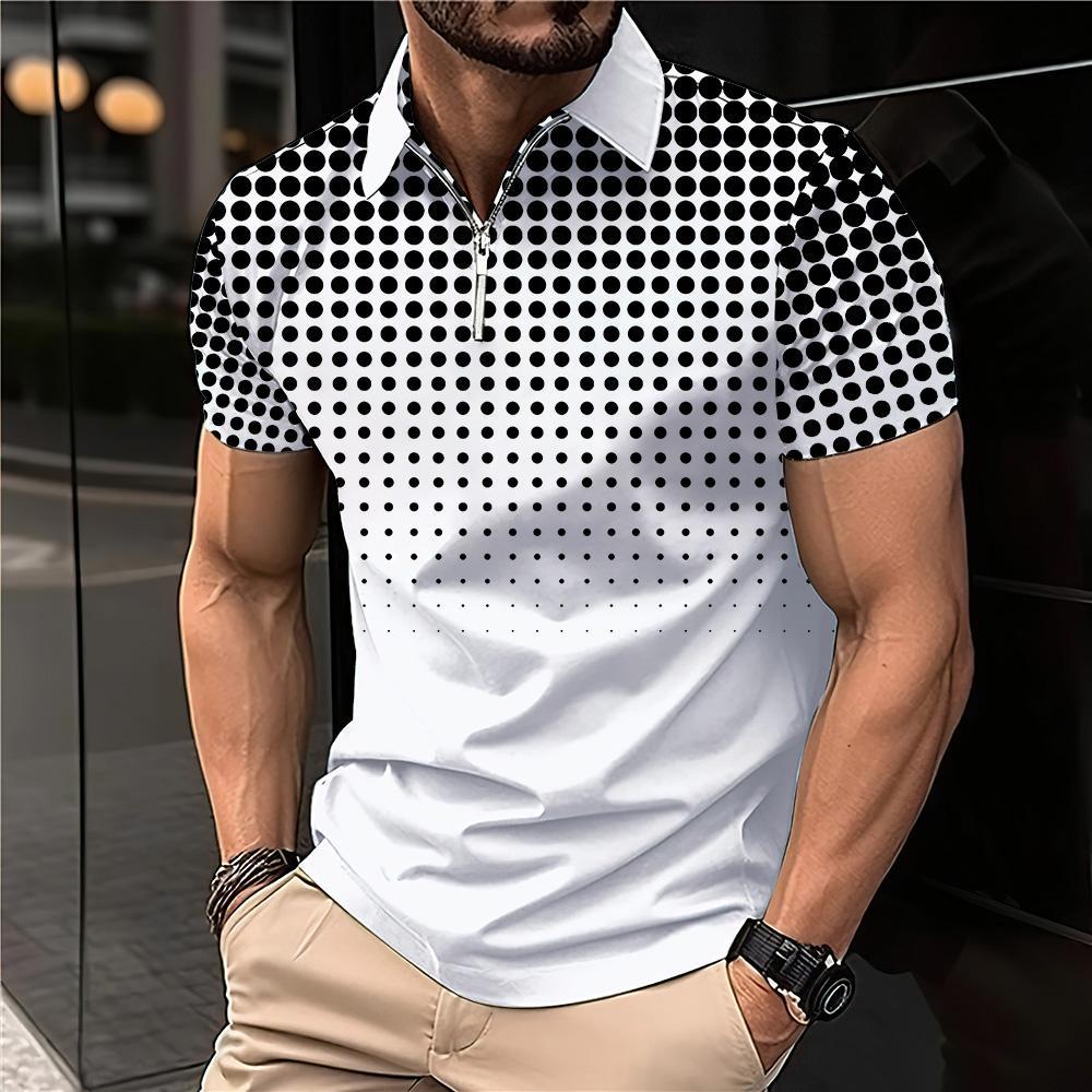 夏の Tシャツ男性 2024 半袖紳士服の襟 3D 印刷無地 - Summer De Clothing のレビューと価格