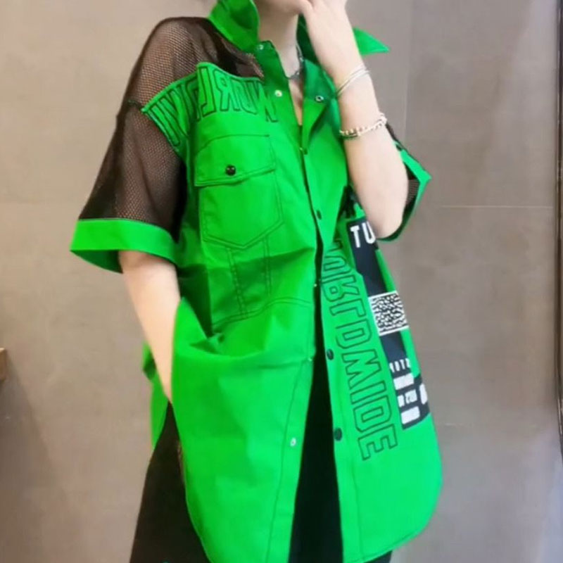 カジュアルレタープリントルーズブラウスストリート 2025  - Summer Gauze Clothing のレビューと価格