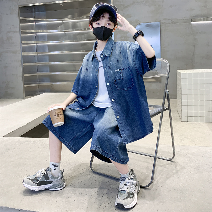 豪華なティーンボーイズデニムサマーセット 子供用 エレガント - Summer Clothing Drawing For Kids のレビューと価格