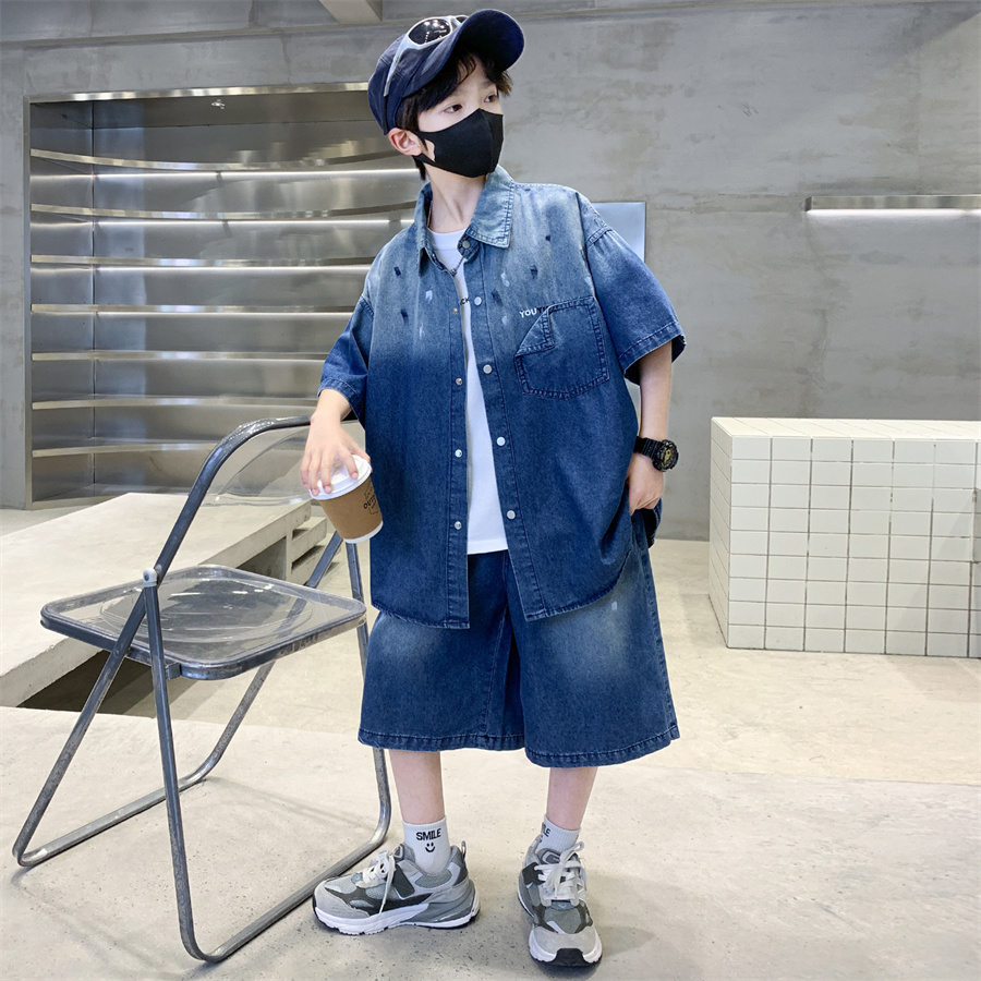 豪華なティーンボーイズデニムサマーセット 子供用 エレガント - Summer Clothing Drawing For Kids のレビューと価格
