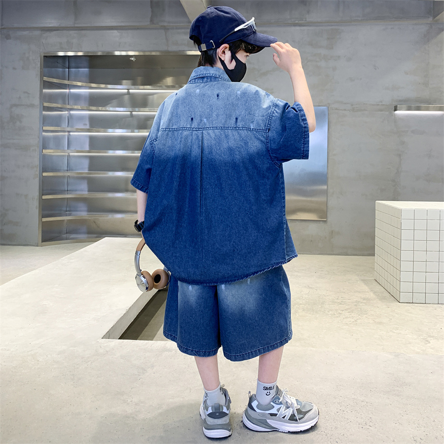 豪華なティーンボーイズデニムサマーセット 子供用 エレガント - Summer Clothing Drawing For Kids のレビューと価格