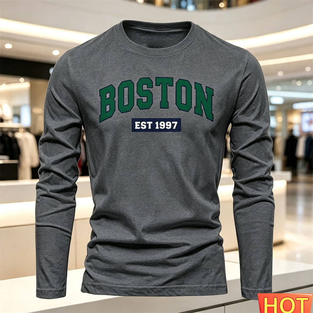 秋夏メンズ長袖 Tシャツレターパターンラウンドネック Tシャ - Summer Clothing Usa のレビューと価格