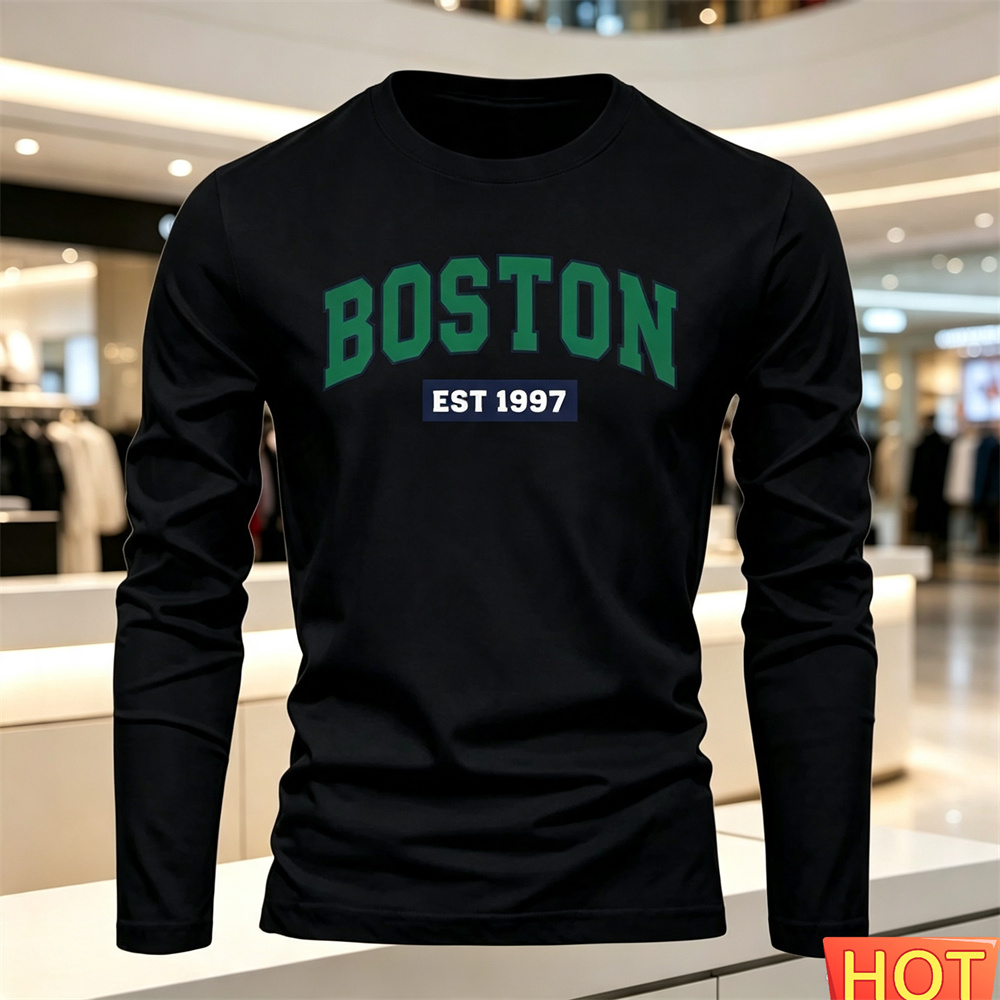 秋夏メンズ長袖 Tシャツレターパターンラウンドネック Tシャ - Summer Clothing Usa のレビューと価格