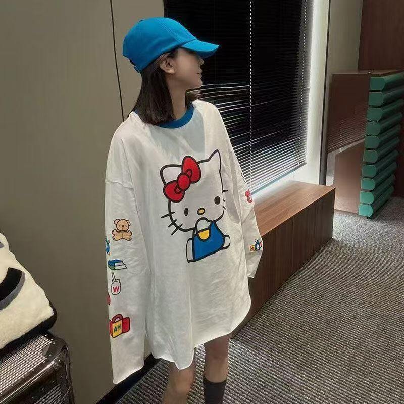 長袖ハローキティ夏の新スタイル漫画かわいいプリント Tシャツ - Summer Clothing Usa のレビューと価格