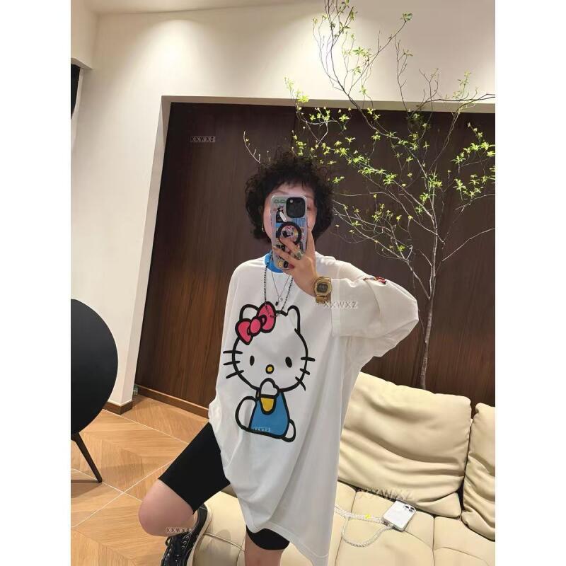 長袖ハローキティ夏の新スタイル漫画かわいいプリント Tシャツ - Summer Clothing Usa のレビューと価格
