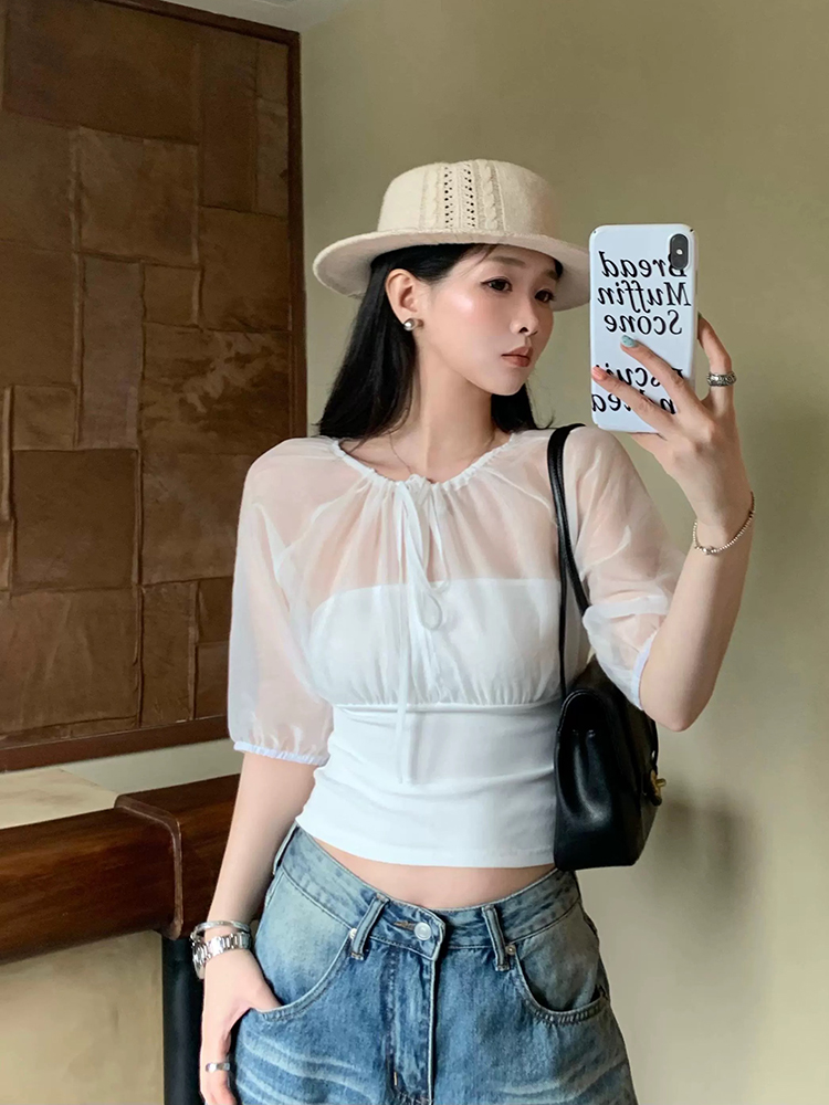 マルベリーシルクパネル付きハーフスリーブトップス — スタイ - Summer Clothing Usa のレビューと価格
