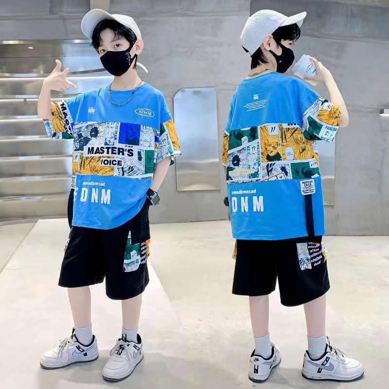 ティーンボーイズ服セット夏の新落書きパターン半袖 Tシャツ  - Summer Clothing Drawing For Kids のレビューと価格