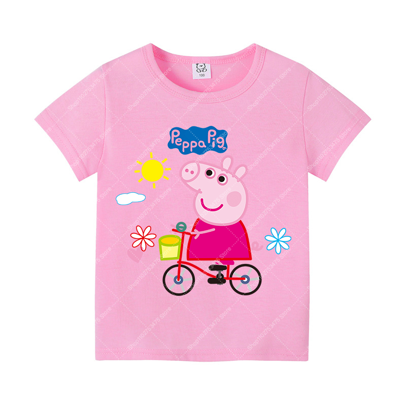 キッズガールかわいい綿 Tシャツ夏服漫画ペッパピッグプリント - Summer Clothing Girls のレビューと価格