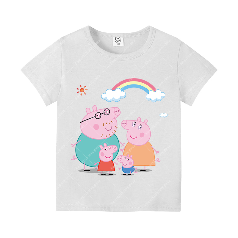 キッズガールかわいい綿 Tシャツ夏服漫画ペッパピッグプリント - Summer Clothing Girls のレビューと価格