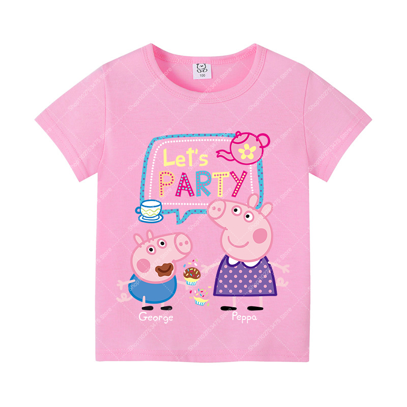 キッズガールかわいい綿 Tシャツ夏服漫画ペッパピッグプリント - Summer Clothing Girls のレビューと価格