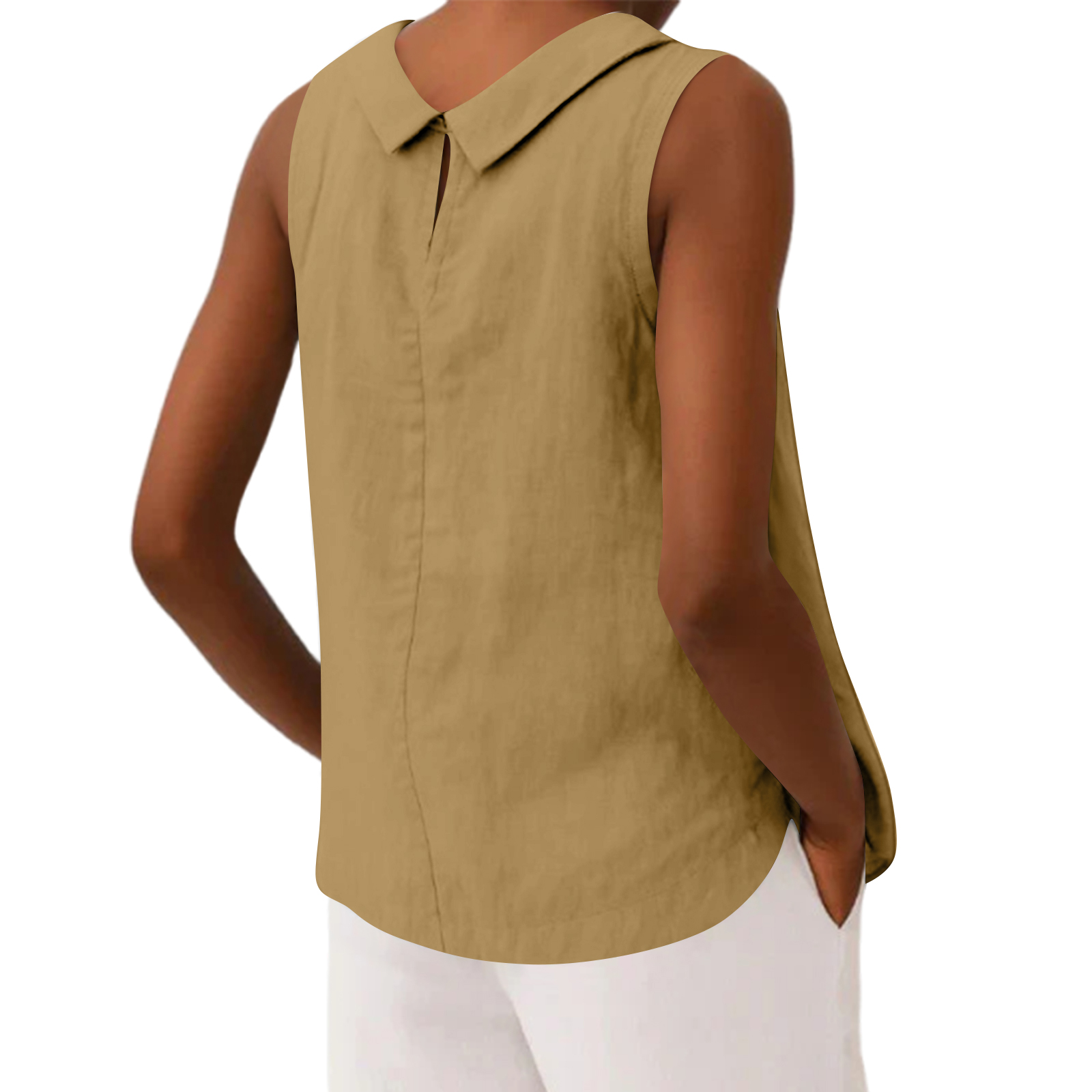 タンクトップ ブラウス Tシャツ コットンリネン ノースリー - Crop Blouse Linen のレビューと価格