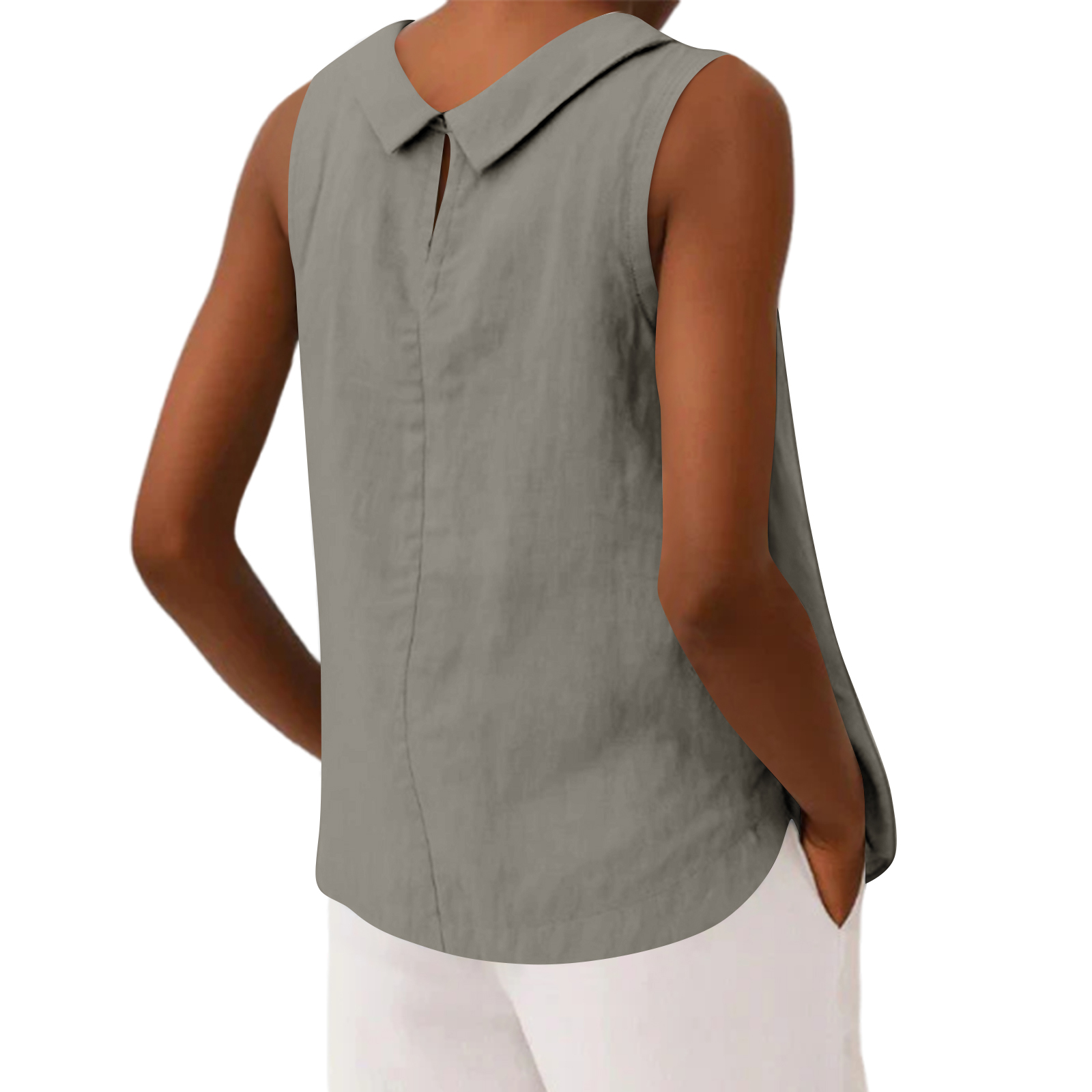 タンクトップ ブラウス Tシャツ コットンリネン ノースリー - Crop Blouse Linen のレビューと価格