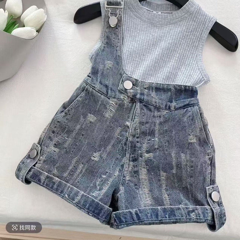 子供服セットニットタンクトップ Tシャツ + デニムオーバー - Summer Clothing Drawing For Kids のレビューと価格